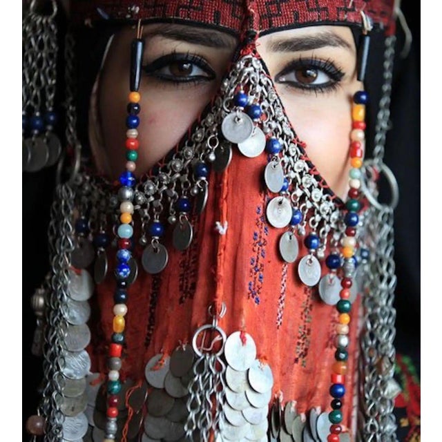 Islamic Face Veil, Egyptian Bedouin Desert Garment Nikab Framed Collectible For Sale - Image 12 of 17