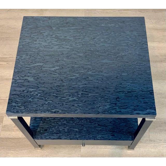Modern Bungalow 5 Modern Blue Burl Wood Finished Alessandra Side Table For Sale - Image 3 of 6