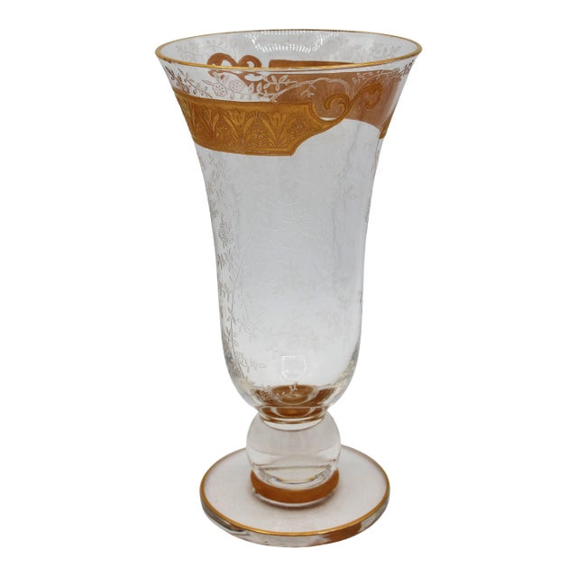 C. 1920s Duncan & Miller Gold Encrusted Glass Vase For Sale
