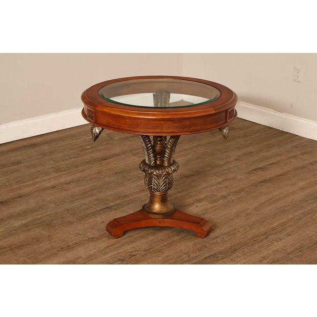 Hollywood Regency Style Round Glass Top Accent Table For Sale - Image 15 of 18