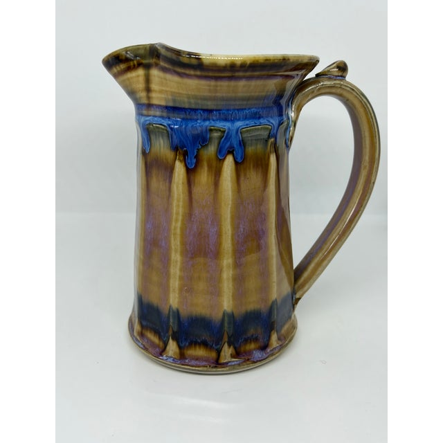 1990s Greg Olson Wheel-Thrown Pottery Pitcher Made in Usa For Sale - Image 5 of 8