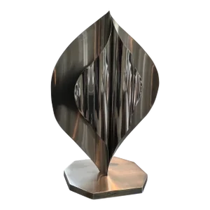 1970s Polished Nickel Sculptural Stingray Lamp by Louis Durot