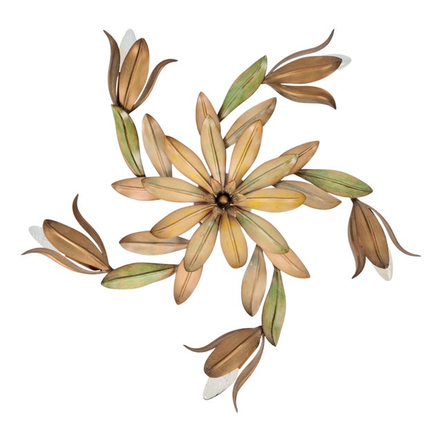 Vintage Flowers Metal Ceiling Lamp ,France, 1960s For Sale