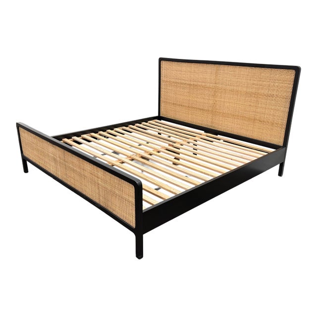 Eastern King Williams Sonoma for West Elm Ida Woven Bed For Sale