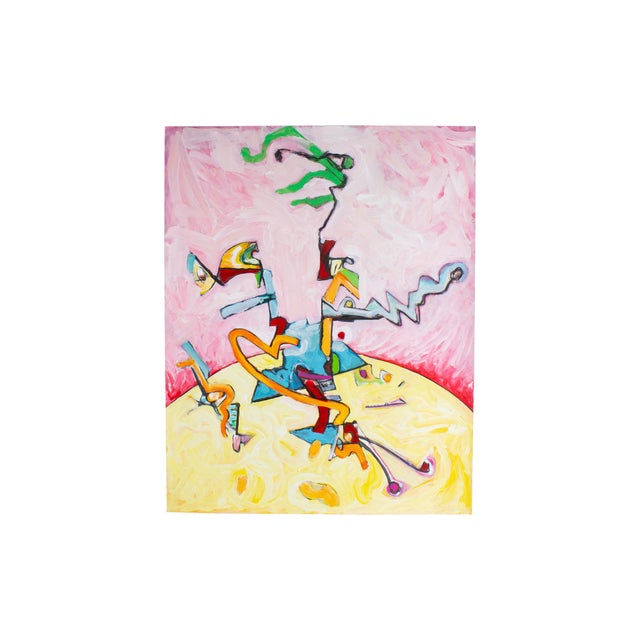 An abstract acrylic and watercolor painting on paper by American artist James L. Bruch (1942-2023). The painting features...