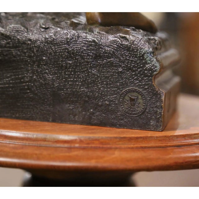 Early 20th C. Belgian Patinated Spelter Sculpture of Boy Feeding Dog by Rousseau For Sale - Image 11 of 12