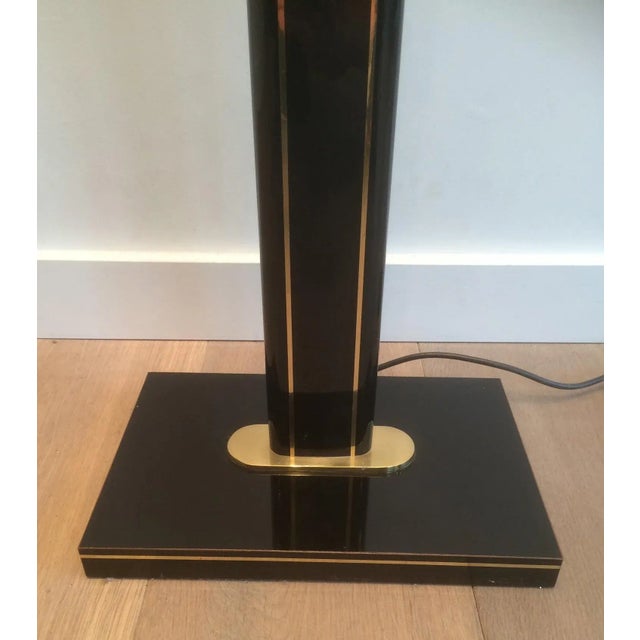 Metal Circa 1970 French Black Lacquered and Brass Floor Lamp For Sale - Image 7 of 13