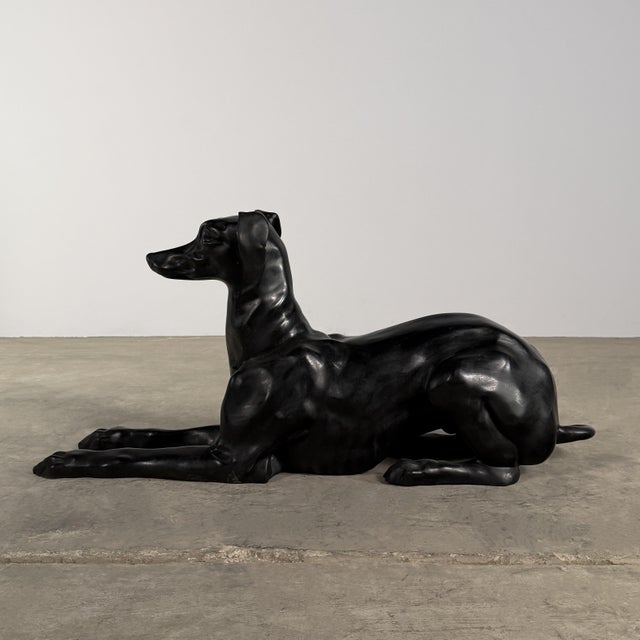Art Deco Style Bronze Greyhound Sculpture, Whippet Dog Figure - 39” Long For Sale In Dallas - Image 6 of 11