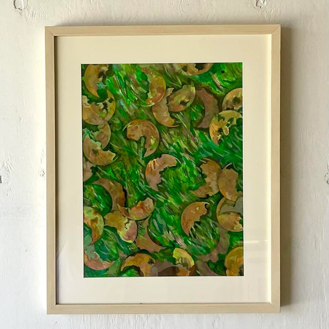 A fabulous vintage Boho original oil painting. Done by the collected artist Joe Davoli. Beautiful bright greens in a high...