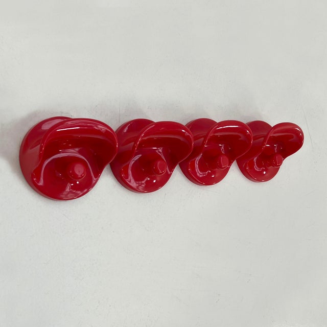 Red Wall Hooks Gancio 4702 by Olaf Von Bohr for Kartell, 1970s, Set of 2, in Good conditions. Designed 1970 to 1979 This...