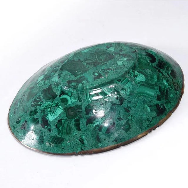 Black Vintage Malachite and Brass Bowl, 1960s For Sale - Image 8 of 9