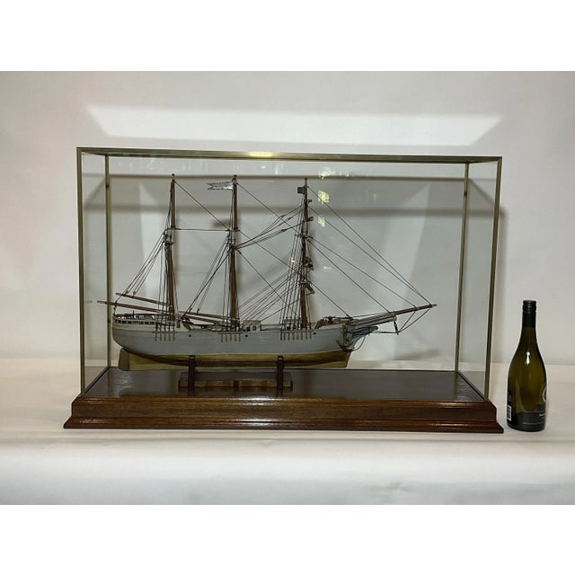 Antique Shop model of the barkentine "Mercedita" of Boston. Old model in original grey and gold paint. Scribed deck with...