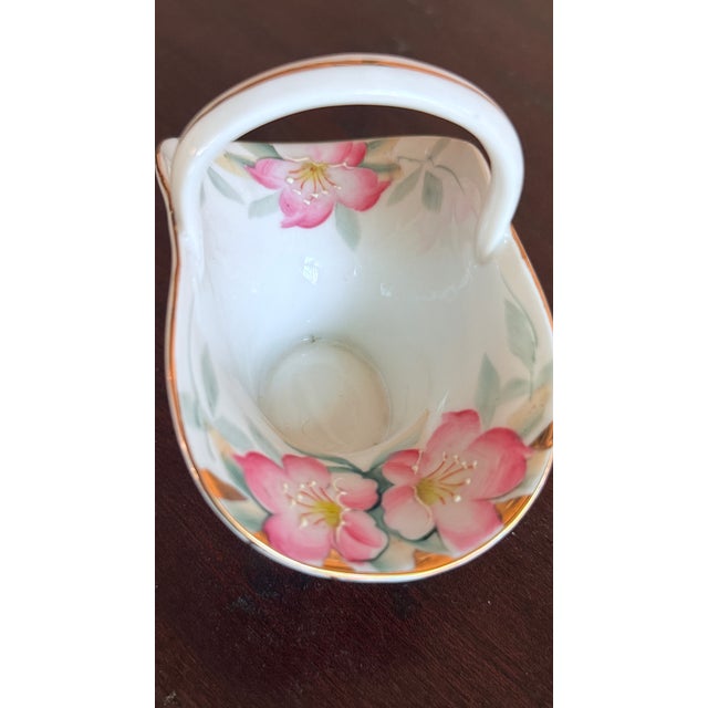 Japanese Antique, Early 20th Century Noritake Japan Azalea Porcelain Dolly Varden Basket For Sale - Image 3 of 6