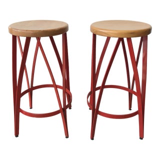 1970s Vintage Sculptural Counter Stools - a Pair For Sale