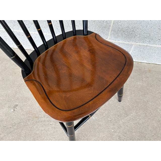 English L. Hitchcock Black Harvest Maple Prospect Windsor Side Chair For Sale - Image 3 of 7