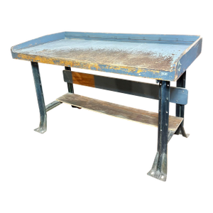 Vintage Industrial Steel-Based Workbench