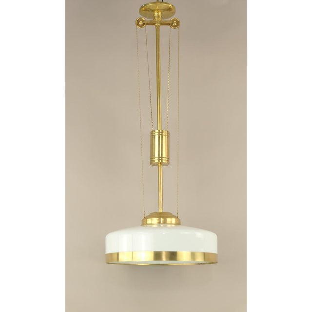 Metal Art Deco Viennese Chandelier with Opal Glass, Austria, 1920s For Sale - Image 7 of 10