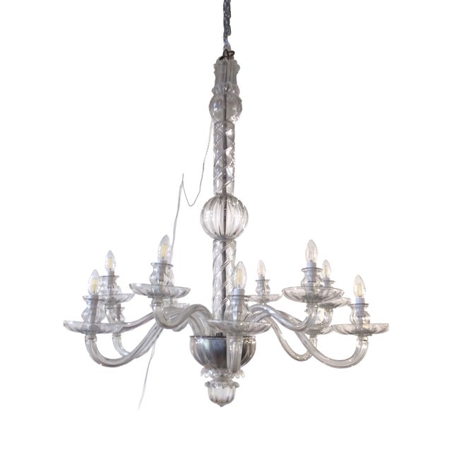 Murano Glass 12-Light Chandelier, 1930s For Sale