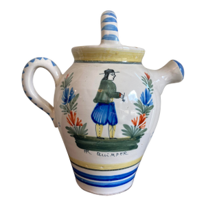 Antique French Henriot Quimper Biberon Jug Chevrette