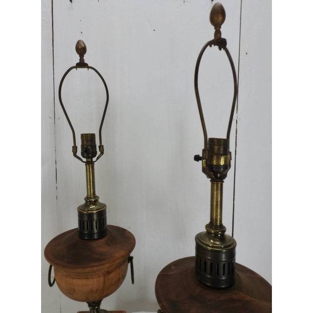 Pair of Early 20th Century Frederick Cooper Metal and Wooden Lamps For Sale In Nashville - Image 6 of 7