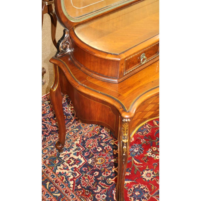 French Louis XV Style Walnut Inlaid Acid Etched Vanity Circa 1920's For Sale - Image 14 of 16