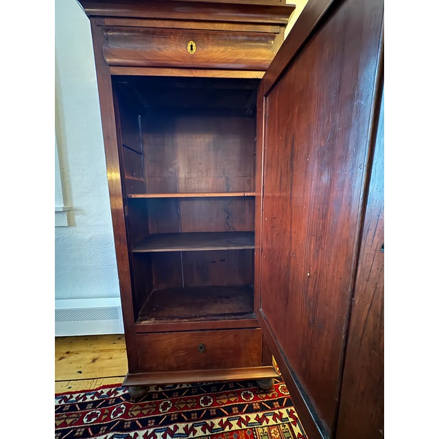 Tall Danish chest c. 1870, mahogany, two locking drawer and a locking cabinet (one key). Wear commensurate with age, but...