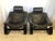 Pair of Kroken leather loungers in black. The wood frames are also black. The back is black canvas. They’re extremely...