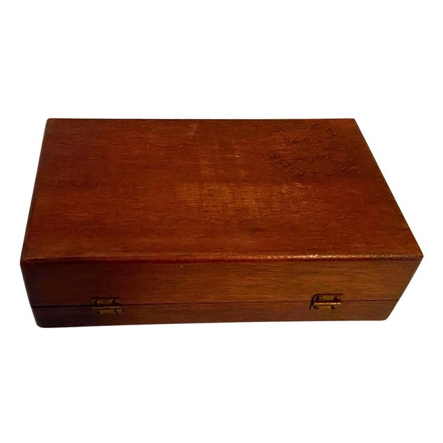 Brown 1930s Art Deco Wooden Inlay Box Cigar Box Jewelry Box Americana Ny Nj Dugan Brothers Bakery For Sale - Image 8 of 11