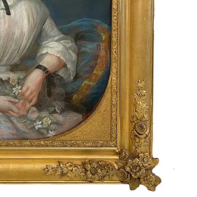 Antique 19th Century Swiss School Pastel Portrait Painting Beautiful Young Girl, Attributed to Albert Anker, Circa 1870 For Sale - Image 9 of 12