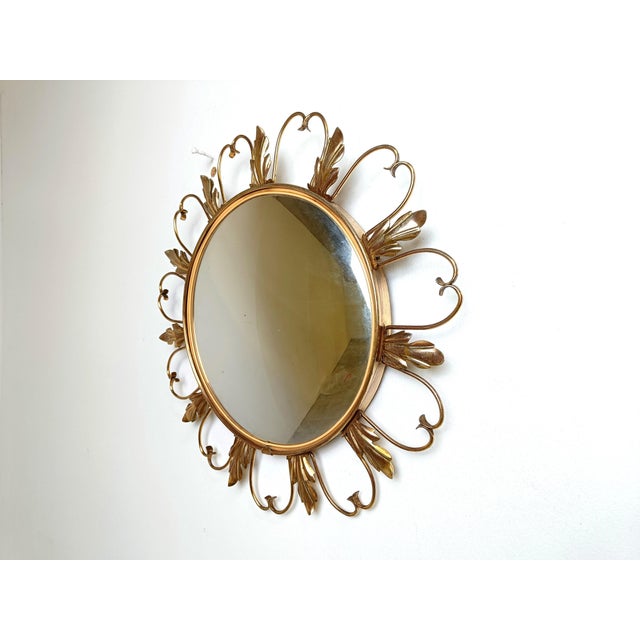 Gold Vintage Brass Sunburst Mirror, 1960s For Sale - Image 8 of 10