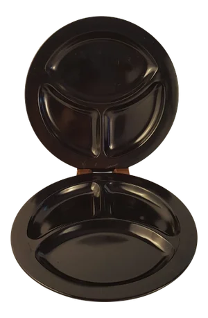 L E Smith 1920s Homestead Black Glass Grill Plates - Set of 2