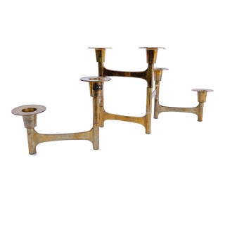 Vintage Mid-Century Modern Expandable Brass Candle Holder For Sale