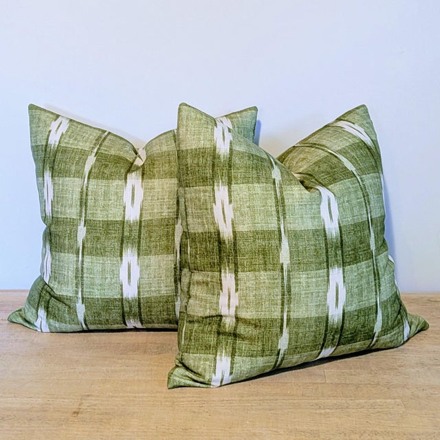 Brunschwig & Fils Brunschwig & Fils Girard Pillows in Leaf - Double Sided Pair For Sale - Image 4 of 6