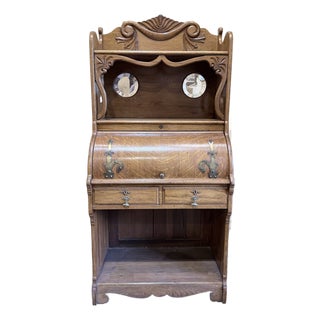 Early 20th Century Oak Cylinder Roll Secretary Desk For Sale