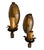 These original polychrome painted patina wall sconces feature a crimped oval backplate and a hammered finish. They feature...