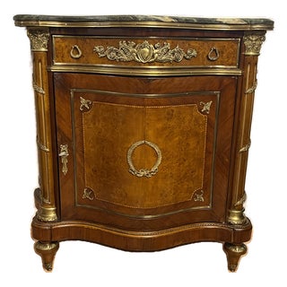 1990s French Louis XV Bombe Chest Marble Top With Bronze For Sale
