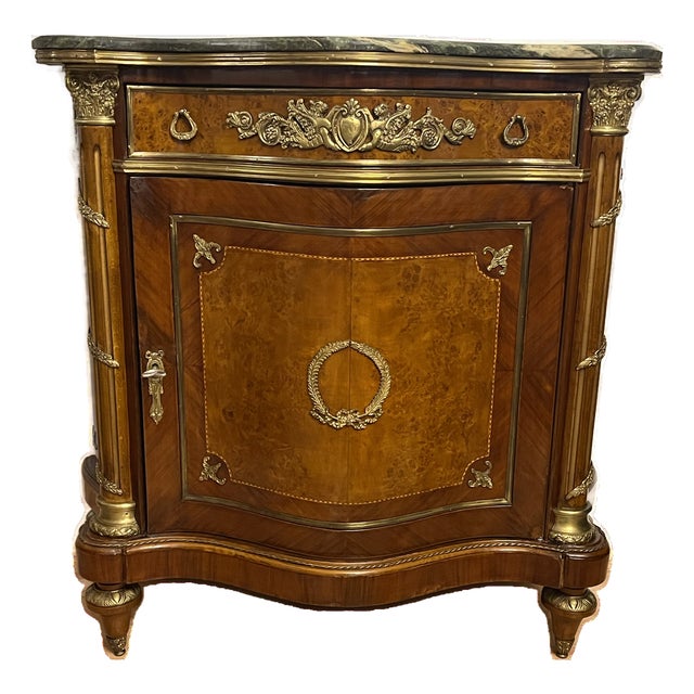 1990s French Louis XV Bombe Chest Marble Top With Bronze For Sale