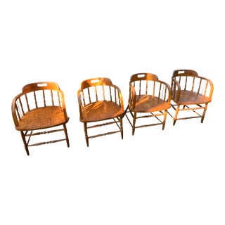 1950s Mid-Century Captain Oak Tub Chairs - Set of 4 For Sale