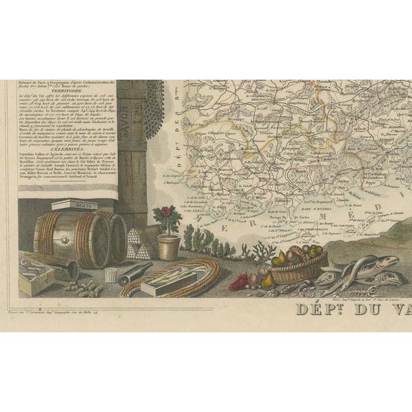 Illustrated Map of the Var Department from Atlas National Illustré, 1856 For Sale - Image 6 of 8