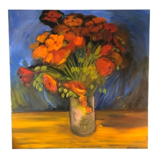 Original Contemporary Alexandra Brown Still Life With Poppies Oil Painting 36 X 36 For Sale