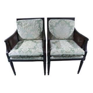 Pair of 20th Century French Bergere Fauteuil Cane Back Arm Chairs For Sale
