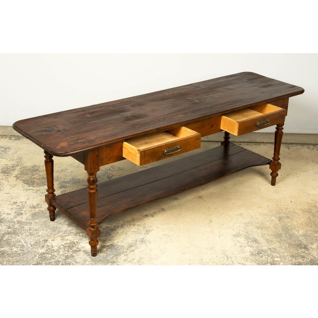 Late 19th Century French Provincial Pine Draper’s Table or Kitchen Island For Sale - Image 12 of 18
