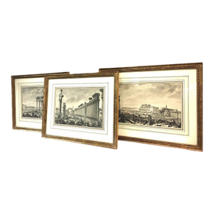 Set of Three Framed Neo-Classic Etchings the Ruins of Palmyra Robert Wood 1753