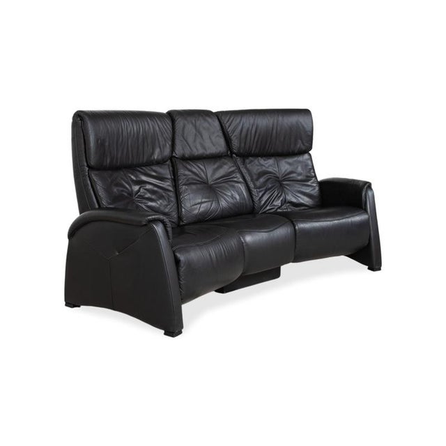 Modern Black Leather Three-Seater Sofa with Manual Function from Himolla Trapez For Sale - Image 3 of 18
