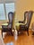 Wood 1960 Caned Wingback Armchairs in Green Crushed Velvet Pair of 2 For Sale - Image 7 of 12