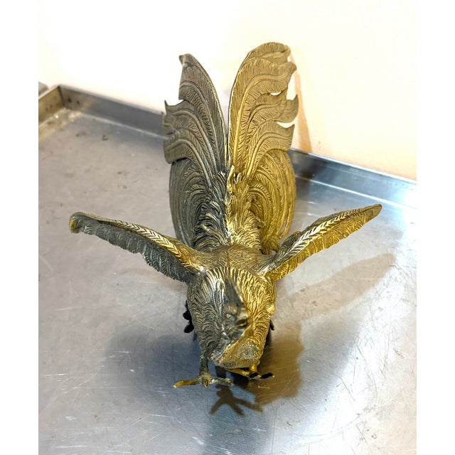French Antique Bronze Fighting Rooster Statue / Figurine For Sale - Image 3 of 7