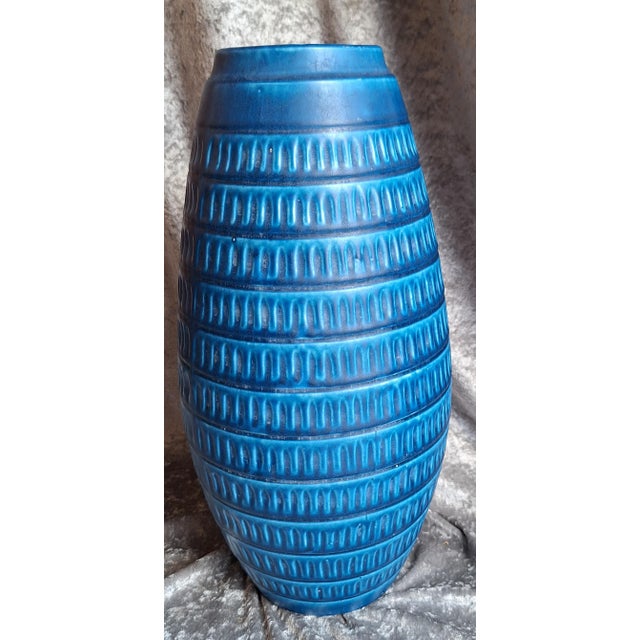 1970s Vintage Blue Ceramic Vase by Jasba, 1970s For Sale - Image 5 of 5