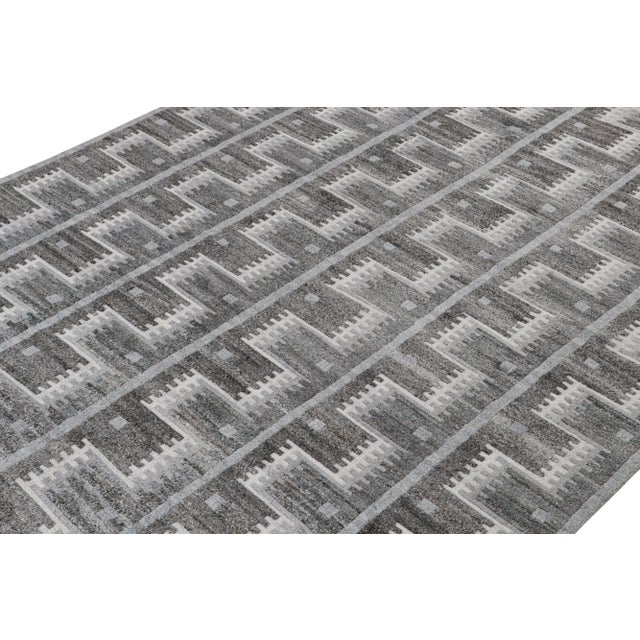 Rug & Kilim 2010s Rug & Kilim’s Scandinavian Style Outdoor Rug With Gray Geometric Patterns For Sale - Image 4 of 8