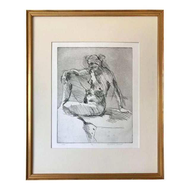 Printmaking Materials Vintage Mid Century Etching Female Nude by Lossart For Sale - Image 7 of 7