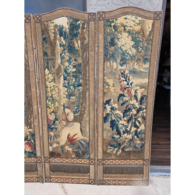18th Century French Tapestry Screen With Figures Picking Fruit For Sale - Image 13 of 13